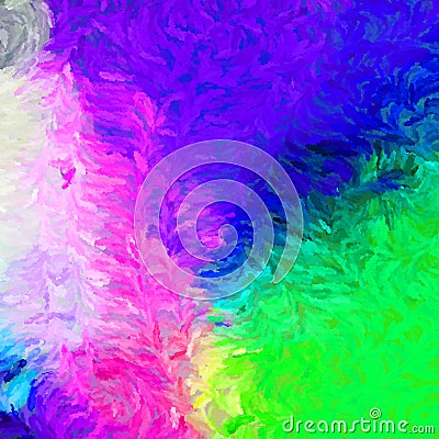 Hippie rainbow brush strokes acrylic design in bright white pink purple and green Stock Photo