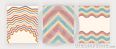 Hippie retro wall art prints with boho rainbow shapes Stock Photo