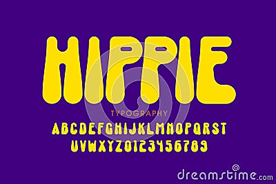 Hippie style font design Vector Illustration