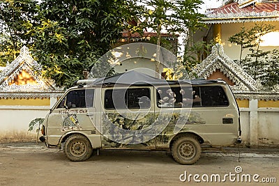 Hippie van in Pai Thailand Editorial Stock Photo