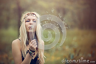 Hippie woman Stock Photo