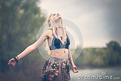 Hippie woman Stock Photo