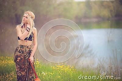 Hippie woman Stock Photo