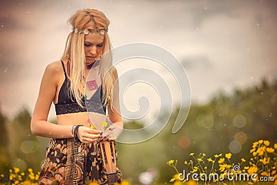 Hippie woman Stock Photo