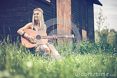 Hippie woman Stock Photo