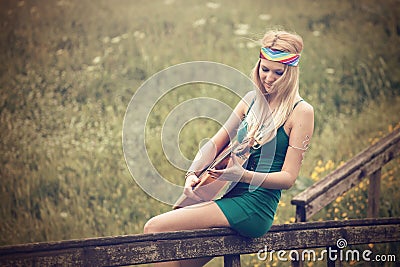 Hippie woman Stock Photo