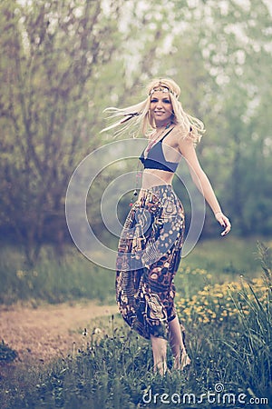 Hippie woman Stock Photo