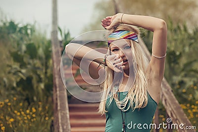 Hippie woman Stock Photo