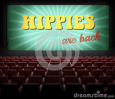 Hippies are back movie screen in old retro cinema Stock Photo