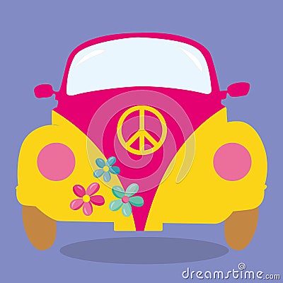 hippies car 03 Vector Illustration