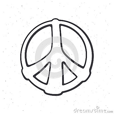 Hippies colorful symbol of peace. Outline. Sign of pacifism and freedom. Community of people against war. Vector illustration. Vector Illustration