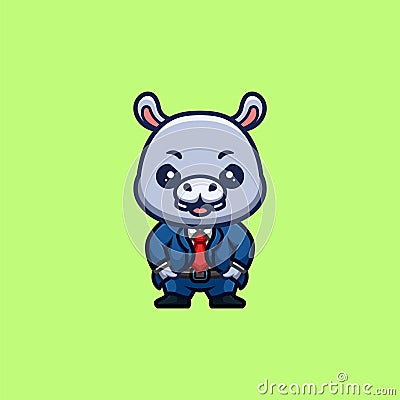 Hippo Business Cute Creative Kawaii Cartoon Mascot Logo Stock Photo