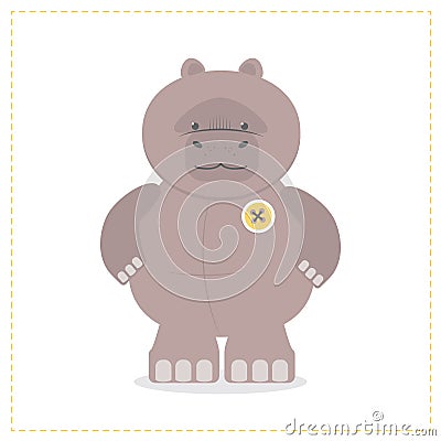 Hippo, a child`s funny toy Plush Hippo. Cartoon vector Vector Illustration