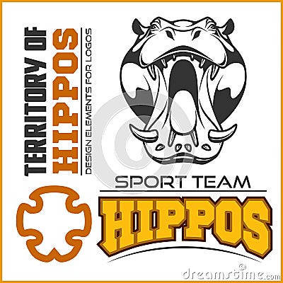 Hippo head - sport team. Mascot vector illustration Vector Illustration