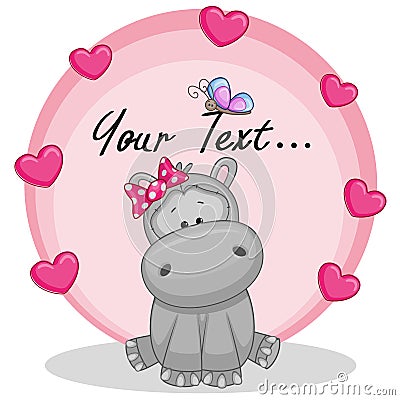 Hippo with hearts Vector Illustration