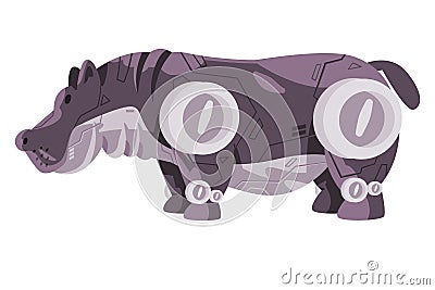 Hippo hippopotamus robot toy animal robotic creature machine futuristic cyborg illustration graphic Vector Illustration