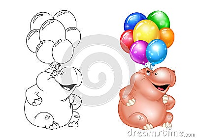 Hippo holiday balloons Stock Photo