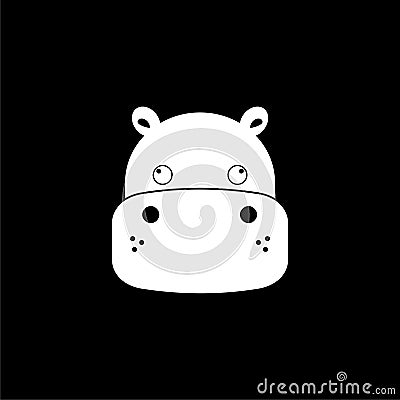 Hippo icon isolated on black background Vector Illustration