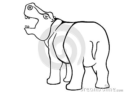 Hippo, linear stylized picture. Outline. Logo or symbol Vector Illustration