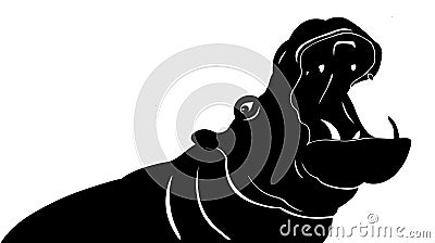 Hippo yawning illustration Cartoon Illustration