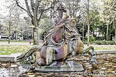 Hippocamp mythical sculpture Stock Photo