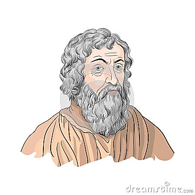 Hippocrates, ancient Greek physician who lived during Greece`s Classical period and is traditionally regarded as the father of med Vector Illustration