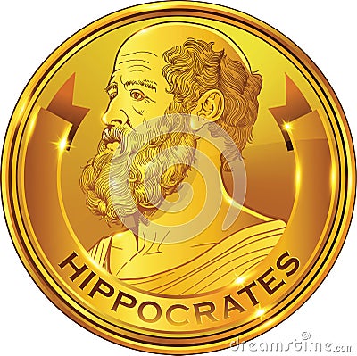 Hippocrates gold style portrait, vector Vector Illustration
