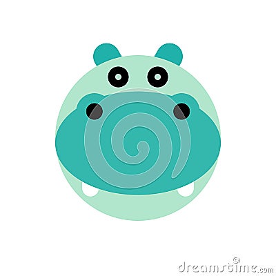 Hippopotamus. Cartoon Animal Head Vector Illustration