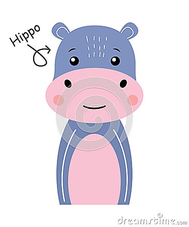 Hippopotamus . Cartoon character . Vector Vector Illustration