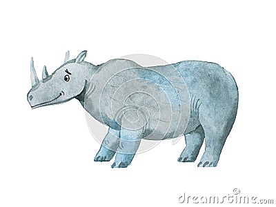 Hippopotamus hand drawn with watercolors Aquarelle illustration Cartoon Illustration