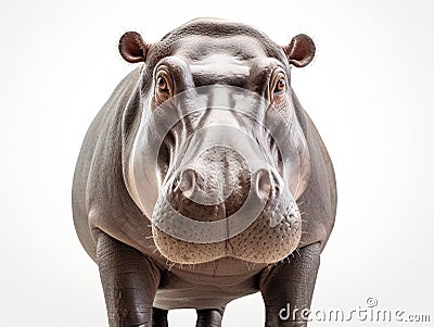 Ai Generated illustration Wildlife Concept of Hippopotamus Hippopotamus amphibius facing the camera Cartoon Illustration