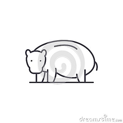 Hippopotamus line icon concept. Hippopotamus vector linear illustration, symbol, sign Vector Illustration