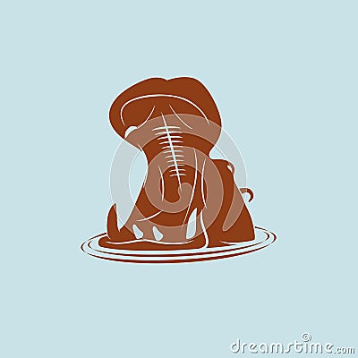 Hippopotamus with open mouth Vector Illustration