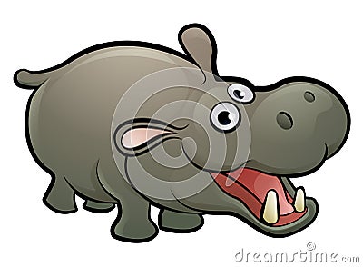 Hippo Safari Animals Cartoon Character Vector Illustration