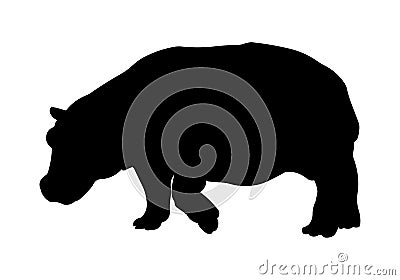 Hippopotamus vector illustration black silhouette Vector Illustration