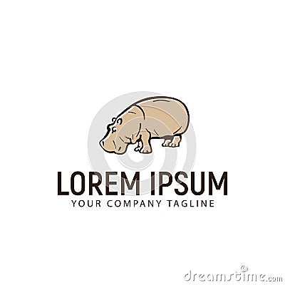 Hippotamus hand drawn logo design concept template Vector Illustration