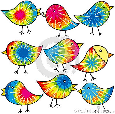 Hippy Chicks Vector Illustration