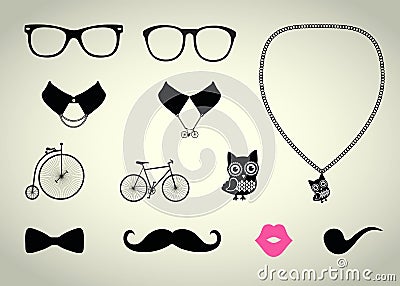 Hipster Accessory Set Vector Illustration