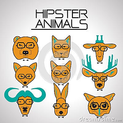 Hipster animal icons set Stock Photo