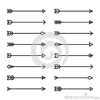 Hipster Arrows Set on White Background. Vector Vector Illustration