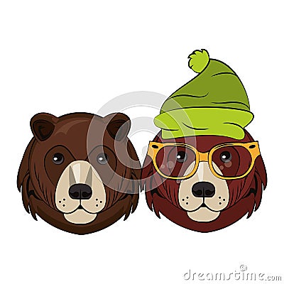 Hipster bears cool sketch Vector Illustration