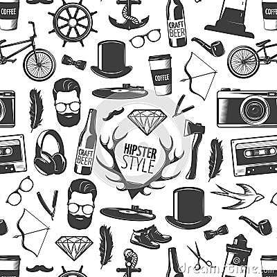 Hipster Black Pattern Vector Illustration