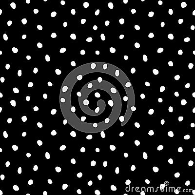 Hipster black and white seamless polka dot pattern. Vector irregular abstract texture with random hand drawn spots Stock Photo