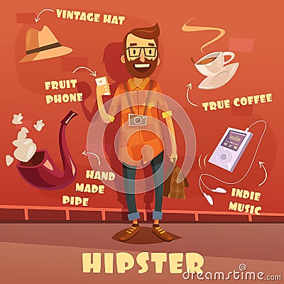 Hipster Character Illustration Vector Illustration