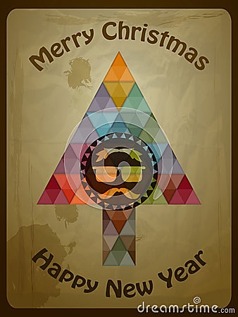 Hipster Christmas Greeting Card Vector Illustration