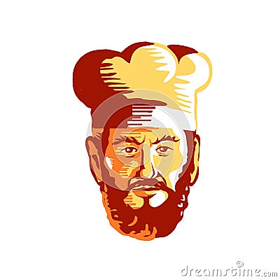 Hipster Cook Chef Beard Retro Vector Illustration