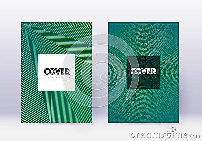 Hipster cover design template set. Green abstract Vector Illustration