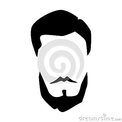 Hipster detailed hair and beards set. Fashion bearded man. Long beard with facial hair. Beard isolated on white Cartoon Illustration