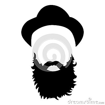 Hipster detailed hair and beards set. Fashion bearded man. Long beard with facial hair. Beard on white Vector Illustration