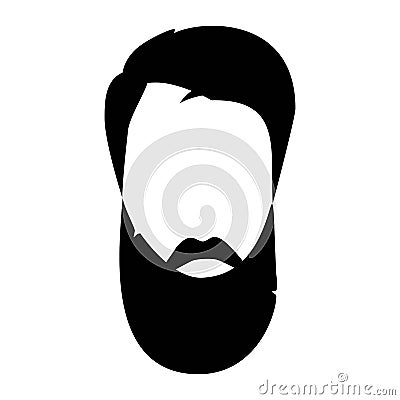 Hipster detailed hair and beards set. Fashion bearded man. Long beard with facial . isolated on white background Vector Illustration